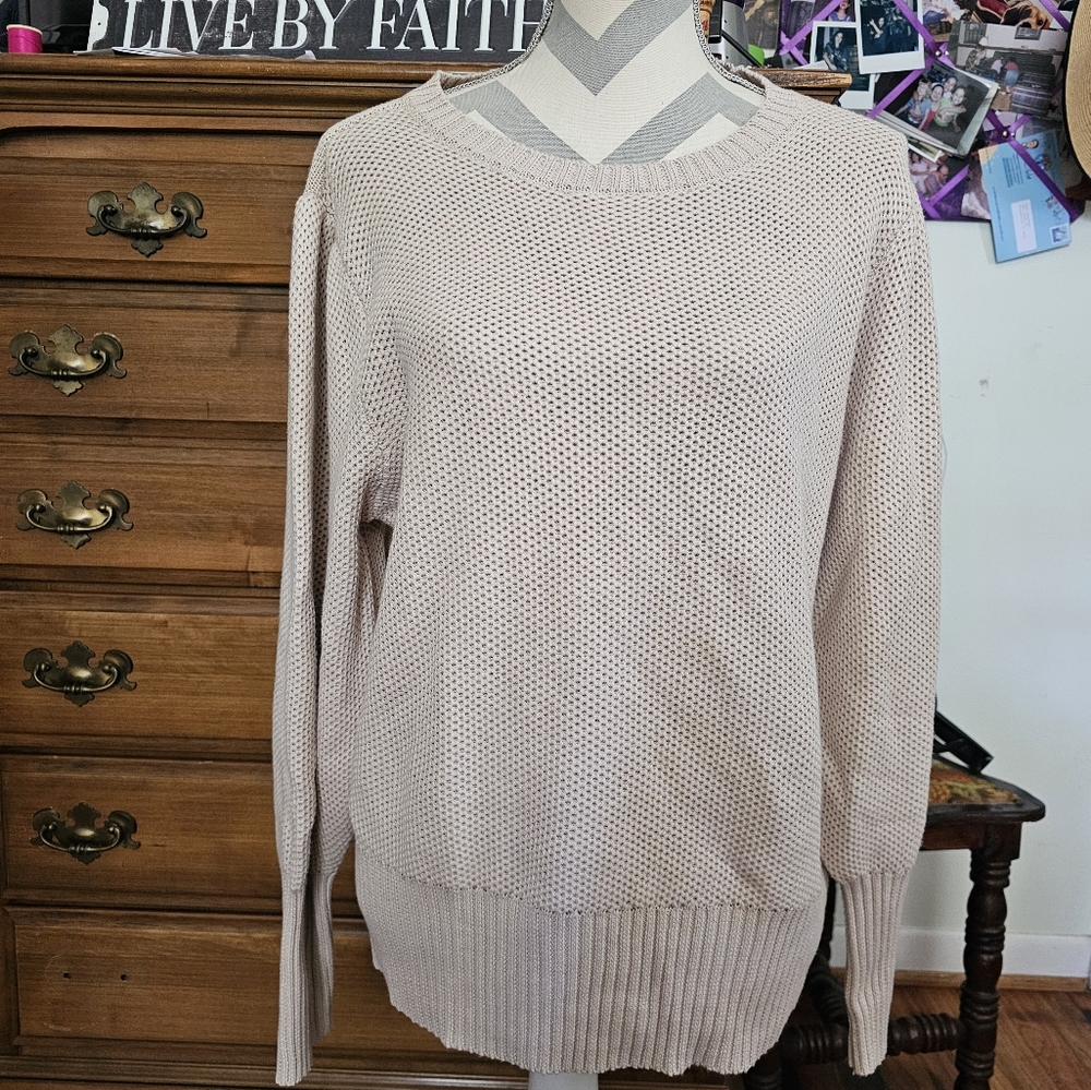 Nine West Cream Crew Neck Sweater Classic Knit